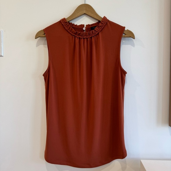 Ann Taylor Factory Tops - Ann Taylor Orange Ruffled Sleeveless Blouse